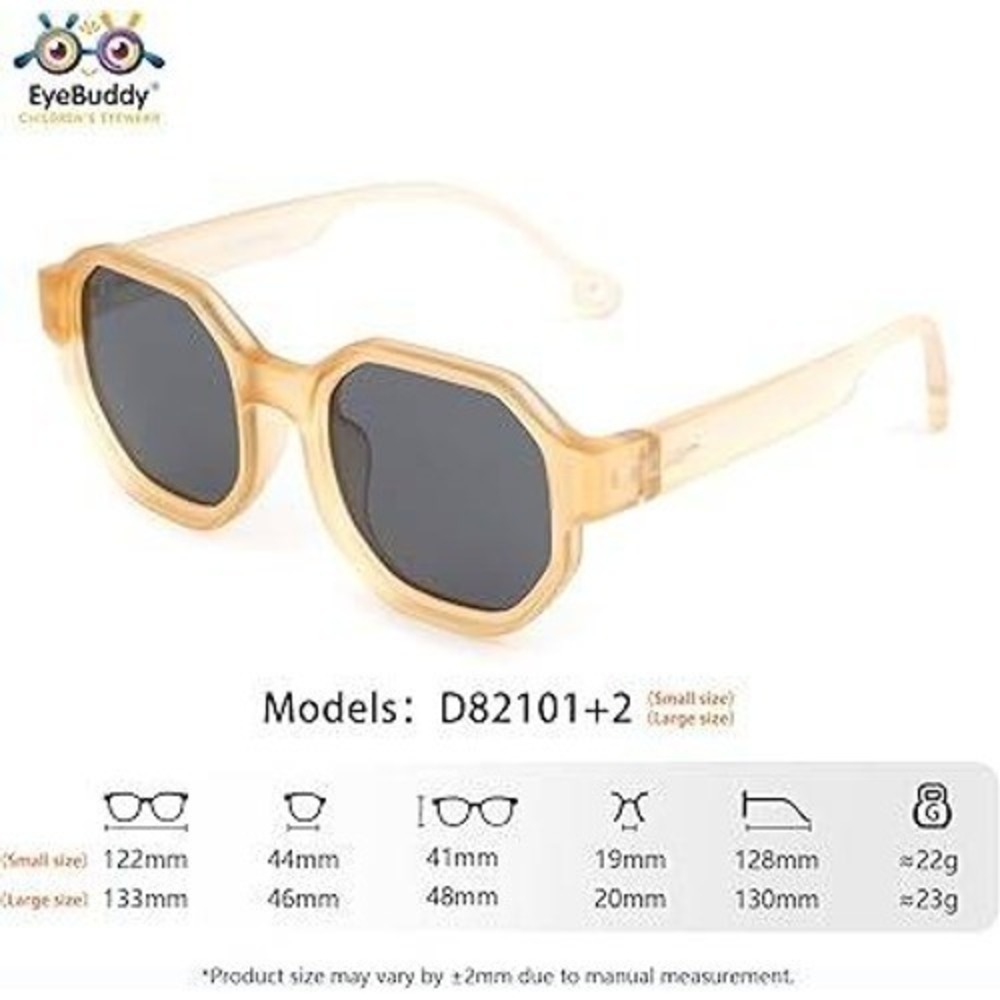 EyeBuddy Kids Sunglasses Octagon Flexible Spring Hinges Beige‎ D28101+2